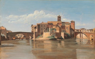 島とサンバルトロメオ、ローマの橋 作： Jean Baptiste Camille Corot